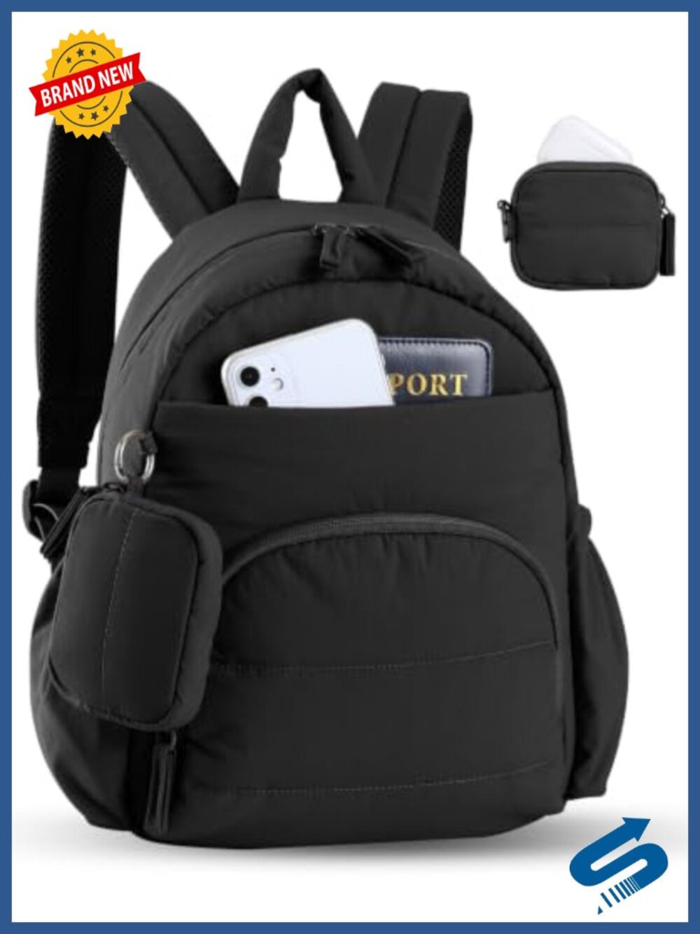 Mini Backpack Purse Water Resistant Polyester RFID Quilted Travel Commute